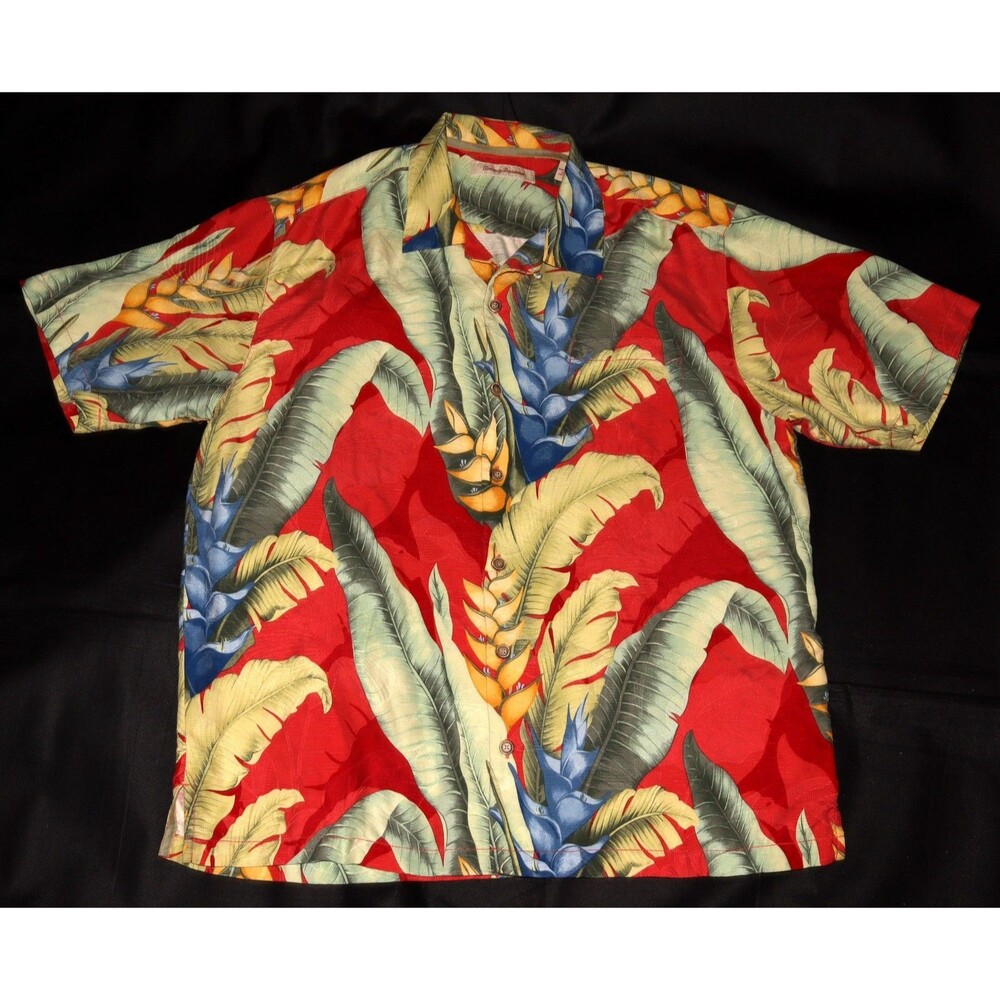Tommy Bahama Men's Short Sleeve 100% Silk Tropical Camp Shirt Size Large